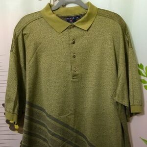 Focus~Golf Collar Polo Shirt Made In Italy~Size XL Cotton Light & Dark Green